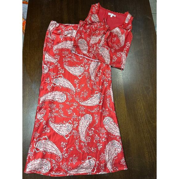 Bailey Rose Dresses & Skirts - Western Y2K Coquette Babydoll Top Skirt Set Women Small Lace Paisley Boho Silky